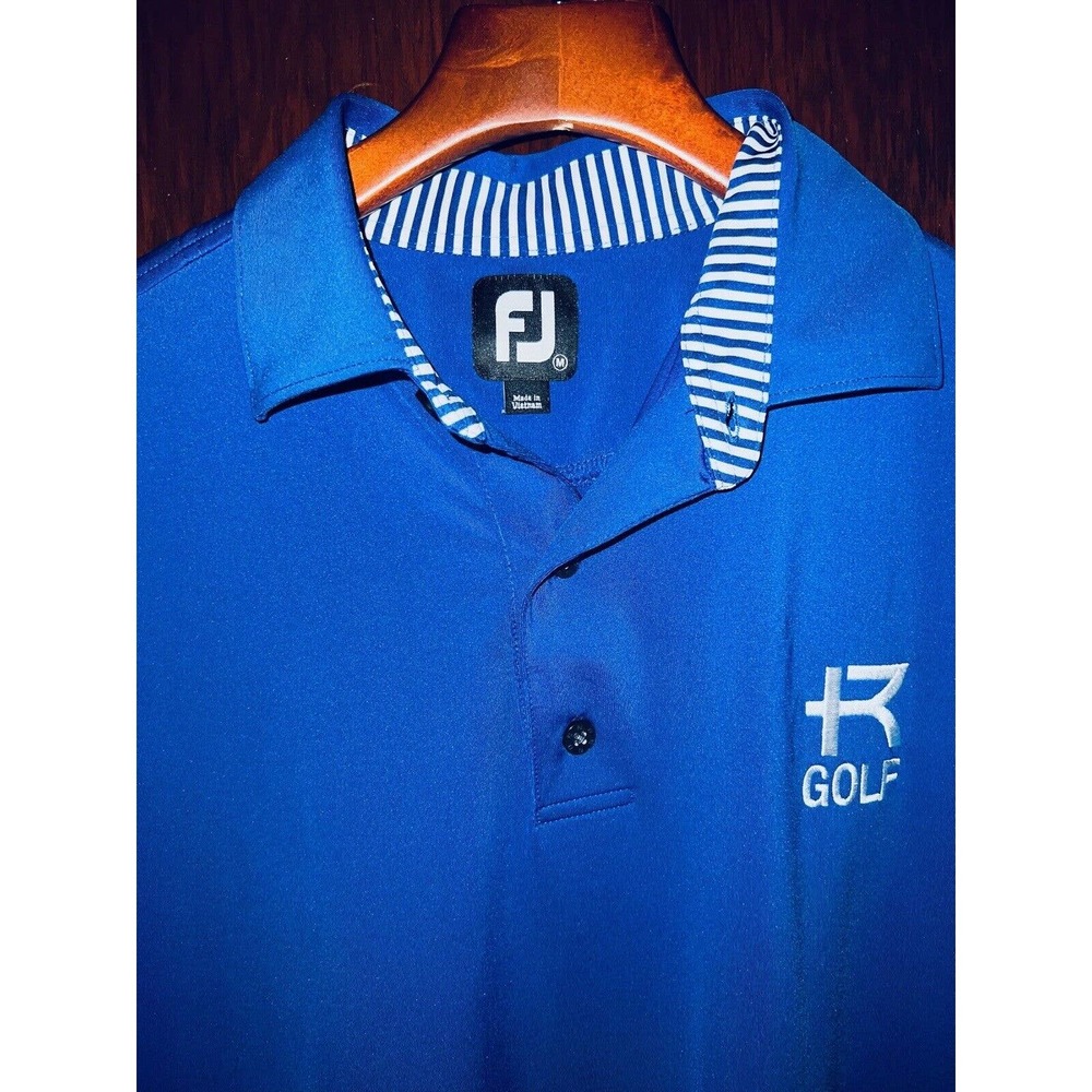 FJ FOOTJOY BLUE PERFORMANCE STRETCH GOLF POLO SHIRT SIZE M